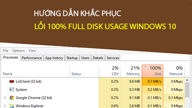 Cách khắc phục lỗi 100% Disk Usage trên Windows 10