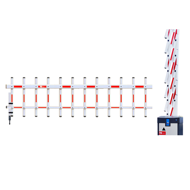MAG BR6AT180 is a 180-degree folding barrier boom, specially designed for areas with extremely limited height and depth such as multi-storey parking garages, narrow entrances or places where conventional straight booms cannot be used.