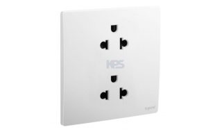 Ổ cắm đôi Legrand Mallia 281104MW 2P+E 16A