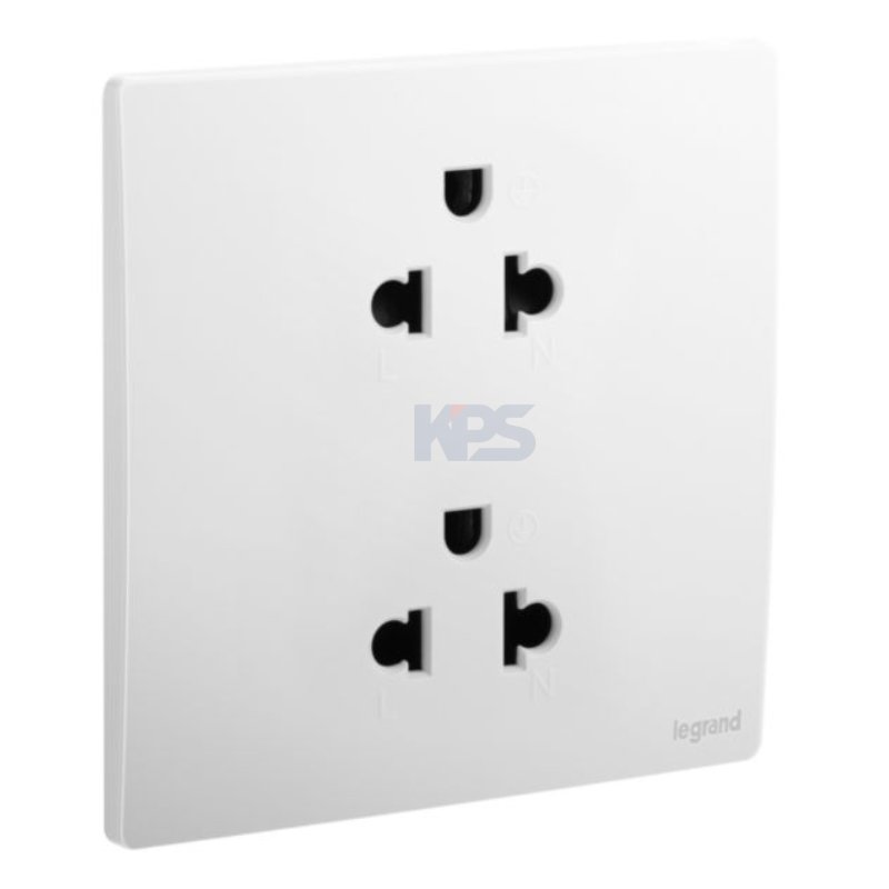 Ổ cắm đôi Legrand Mallia 281104MW 2P+E 16A