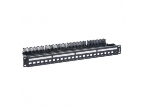 Patch panel 24 RJ45 category 5e, 6 or 6A Keystone to be equipped with metal cable holder