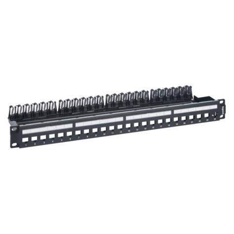 Patch panel 24 RJ45 category 5e, 6 or 6A Keystone to be equipped with metal cable holder